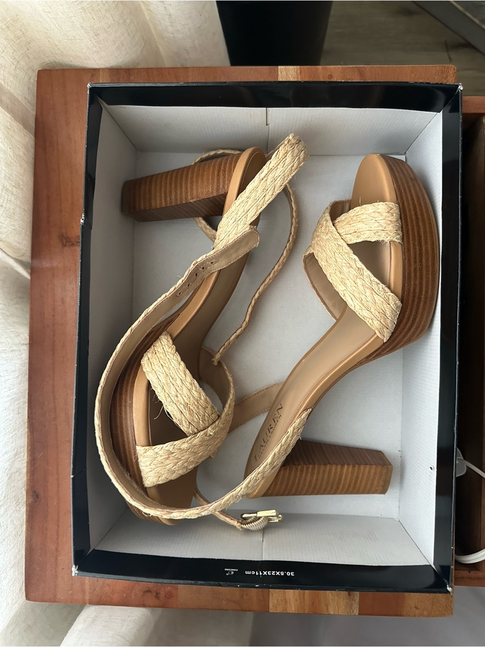 Ralph Lauren Natural Braided Espadrille Platform Sandal - Picture 3 of 11